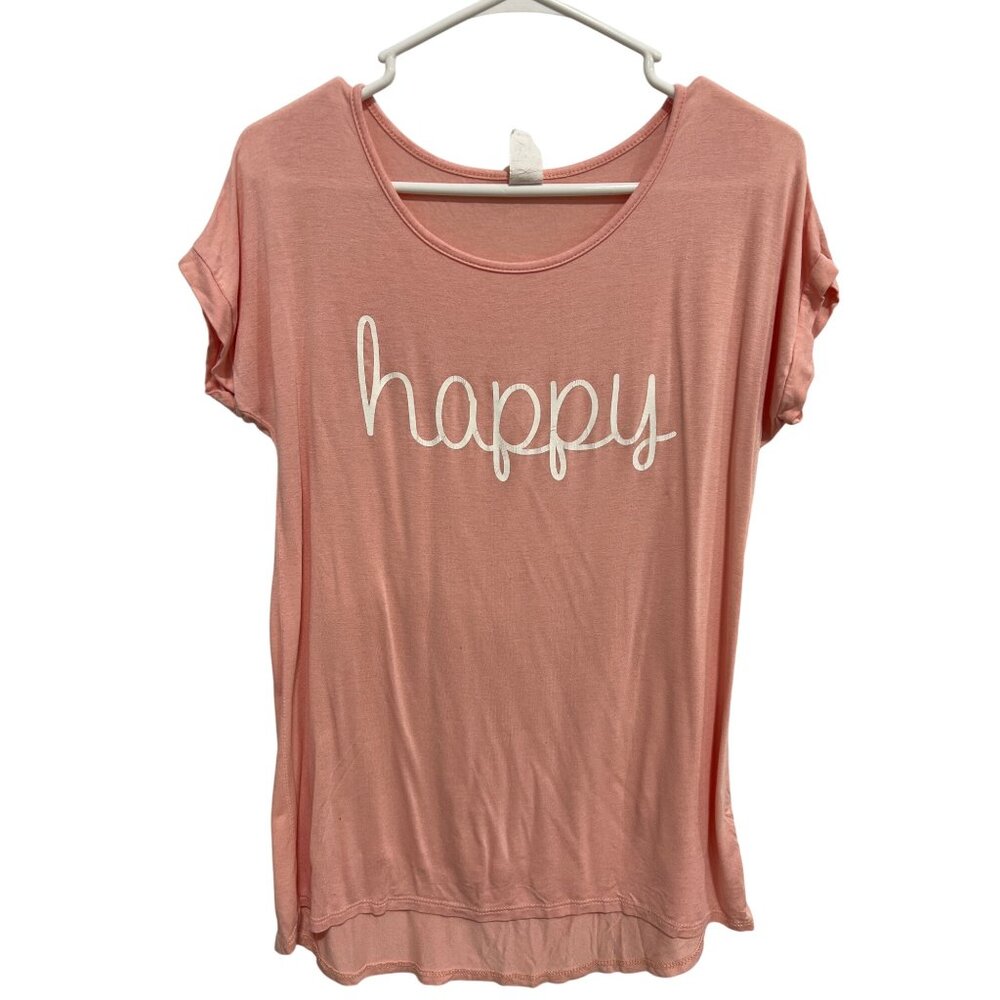 Lovely Souls Happy Short Sleeve Graphic T Shirt Size M High Low Minimalist Basic